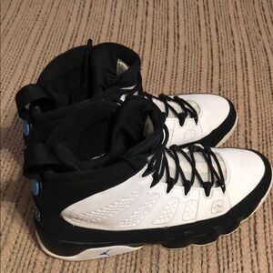 Jordan 9’s Black and White Blue Athletic Shoes High-Top